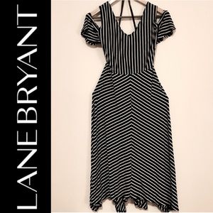 Lane Bryant Striped Soft Dress Cold Shoulder Black White Striped Size 18 20